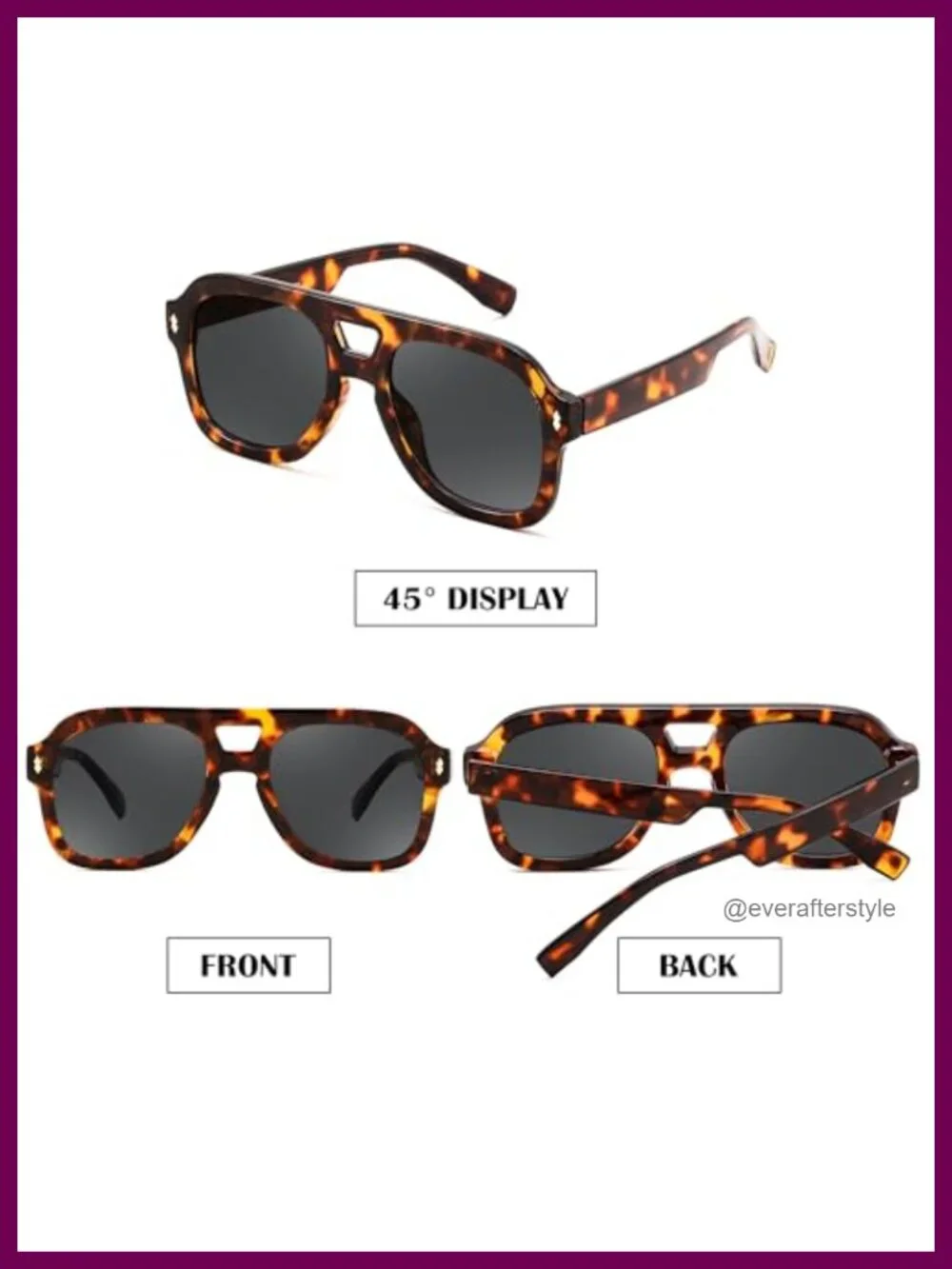 Retro Thick Aviator Sunglasses for Women Men, Oversized Square Pilot Vintage